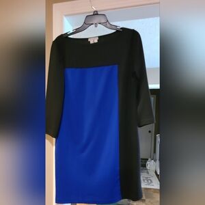 London Times color block royal blue black 8 sheath dress
